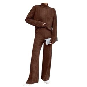 Commense Lounge knit set Pullover Top Wide Leg Pants XS